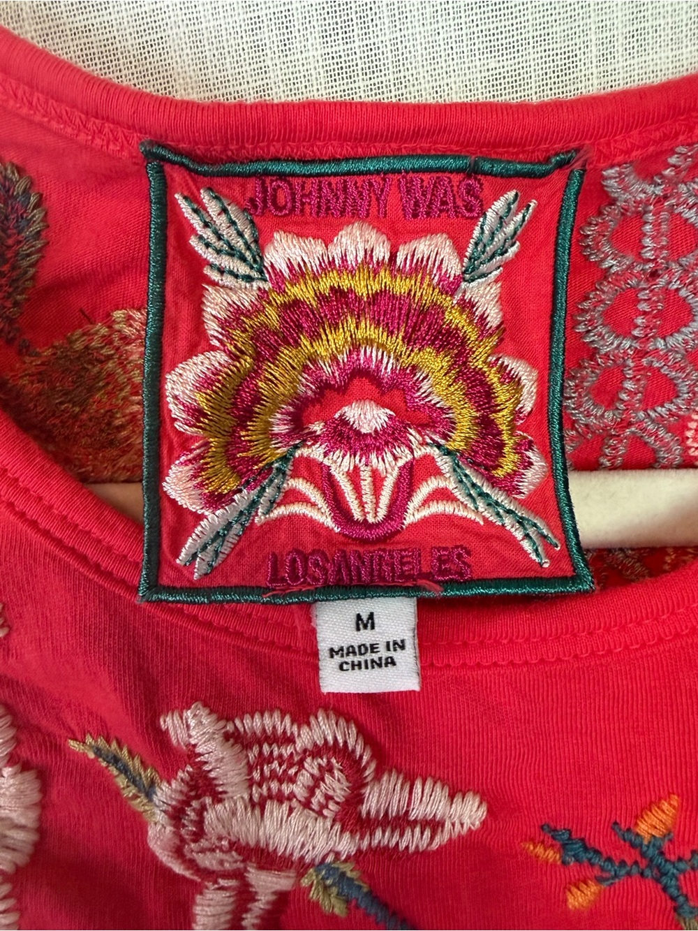 Johnny Was Ellia Fuchsia Embroidered Bird Floral Tunic Boho Cottagecore M - Picture 7 of 15